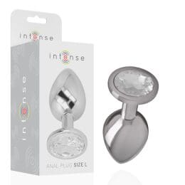 INTENSE - ALUMINUM METAL ANAL PLUG WITH SILVER CRYSTAL SIZE L 2